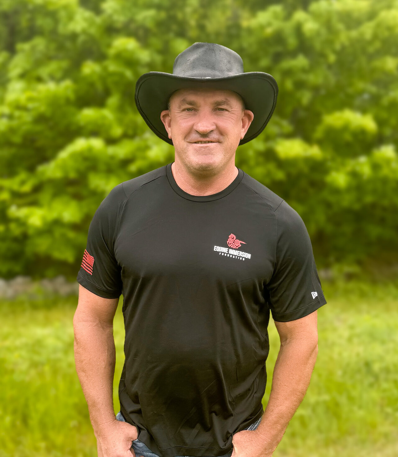 US Veteran wearing cowboy hat